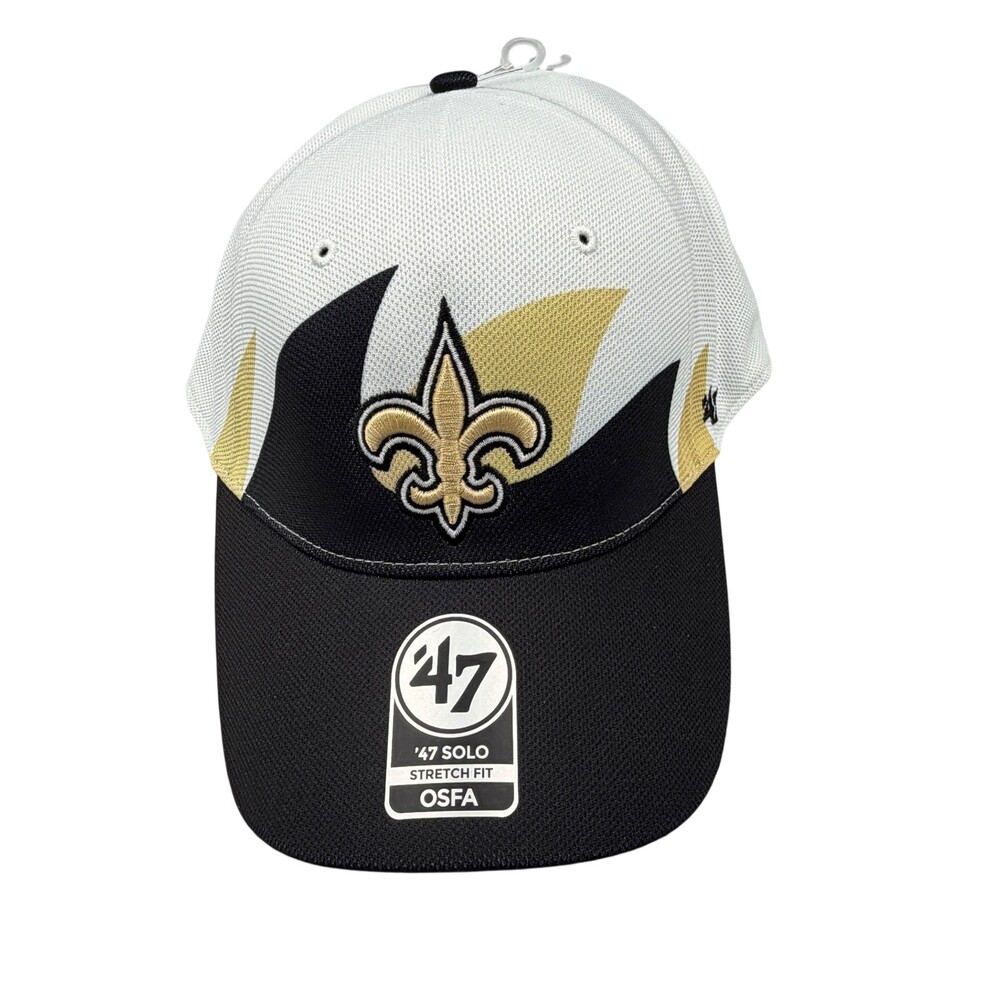 47 Brand Saints Baseball Cap Adjustable Black White Embroidered NFL OSFA